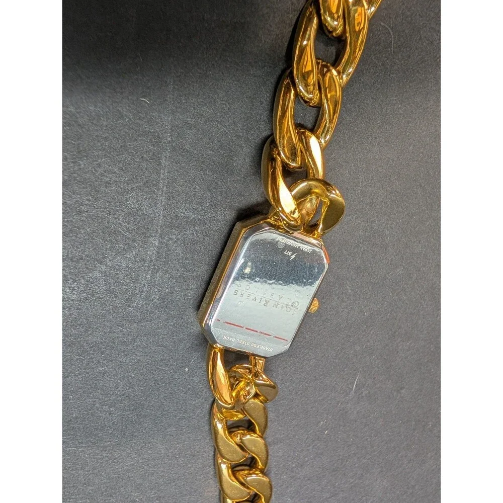 Joan Rivers Classic Watch Gold Tone Chain Woven Band Red Face Untested